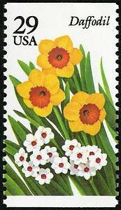 Five (5) vintage unused postage stamps - Daffodil, spring garden flower // 29 cent stamp booklets // Face value 1.45