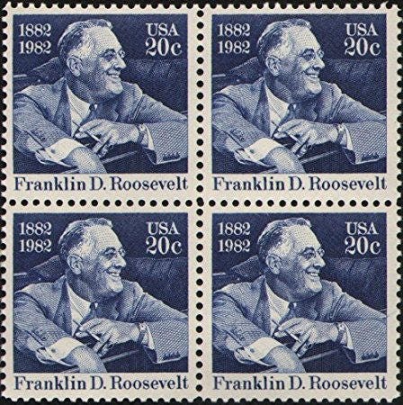 Five (5) unused FDR postage stamps - Franklin D. Roosevelt // 20 cent stamp // Face value 1.00