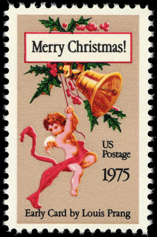 Five (5) vintage unused postage stamps - Christmas angel // 10 cent stamp (non-denominated) // face value 0.50