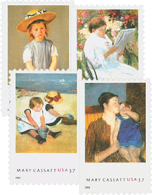 Four (4) unused postage stamps - Mary Cassatt painting // 37 cent stamps // Face value 1.48