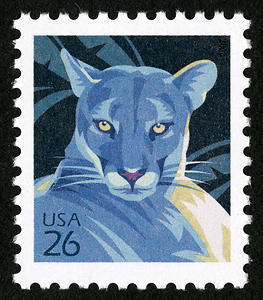 Five (5) vintage unused postage stamps - Florida Panther // 26 cent stamps // Face value 1.30