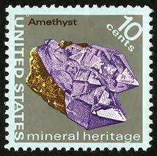 Five (5) vintage unused postage stamps - Minerals - Amethyst // 10 cent stamps // Face value: 0.50