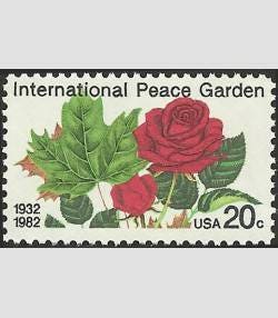 Five (5) vintage unused postage stamps - International peace garden, roses // 20 cent stamps // Face value 1.00