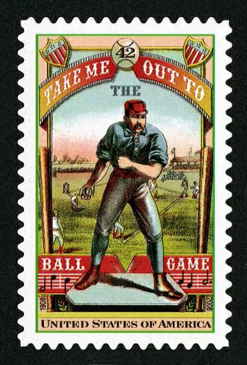 Five (5) unused postage stamps - Baseball ("Take me out to the ball game") // 42 cent stamps // face value 2.10