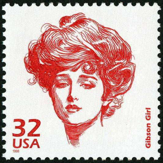 One (1) unused postage stamp - Gibson Girl // 32 cent stamps // face value 0.32