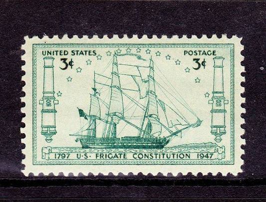 Five (5) vintage unused postage stamps - US Frigate construction // 3 cent stamps // face value 0.15