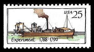 Five (5) vintage unused postage stamps - Steamboats // 25 cent stamps // face value 1.25