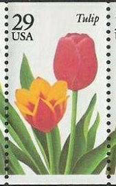 Five (5) vintage unused postage stamps - Tulip, spring garden flowers // 29 cent stamp booklets // Face value 1.45