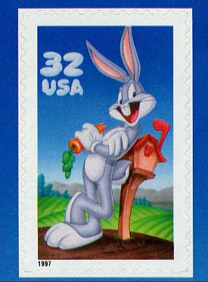 Ten (10) vintage unused postage stamps - Bugs Bunny // 32 cent stamps // Face value 3.20