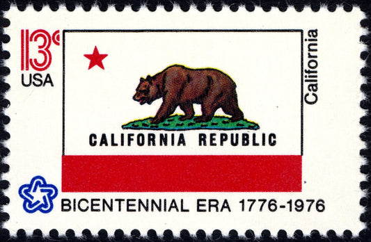 One (1) vintage unused postage stamps - California state flag // 13 cent stamp