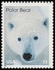 Five (5) unused postage stamps - Polar bear // 33 cent stamps // Face value 1.65