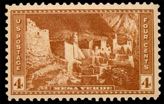 One (1) vintage unused postage stamps - 1934 National Park - Mesa Verde // 4 cent stamp