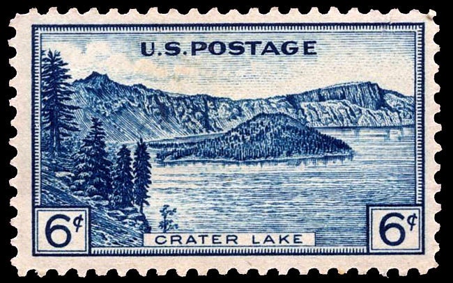 One (1) vintage unused postage stamps - 1934 National Park - Crater Lake // 6 cent stamp