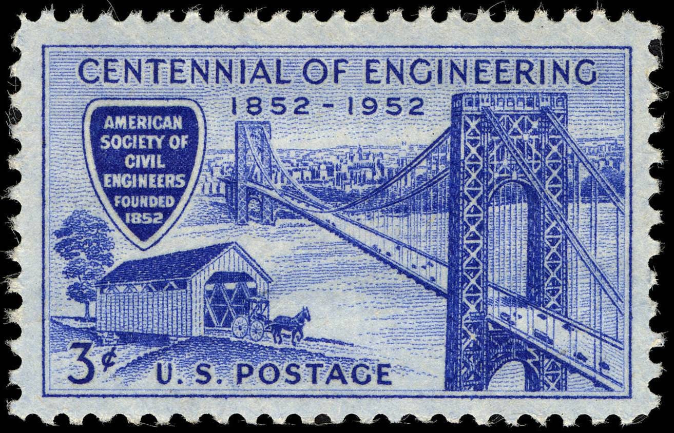 Five (5) unused vintage postage stamps - Centennial of Engineering // 3 cent stamps // Face value 0.15