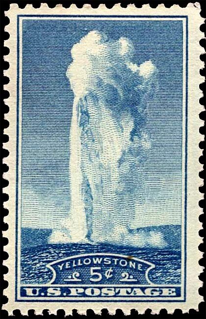 Five (5) vintage unused postage stamps - 1934 National Park - Yellowstone (Old Faithful) // 5 cent stamps