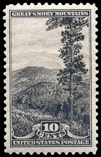 One (1) vintage unused postage stamp - 1934 National Park - Great Smoky Mountains // 10 cent stamps