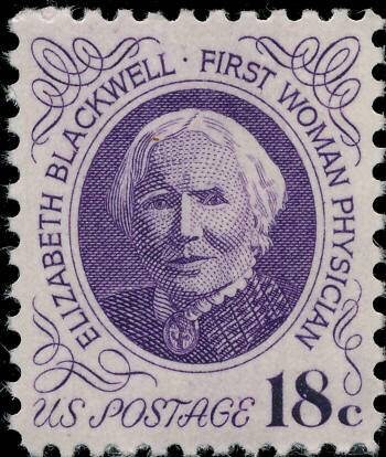 Five (5) vintage unused postage stamps - Dr. Elizabeth Blackwell // 18 cent stamps // Face value 0.90