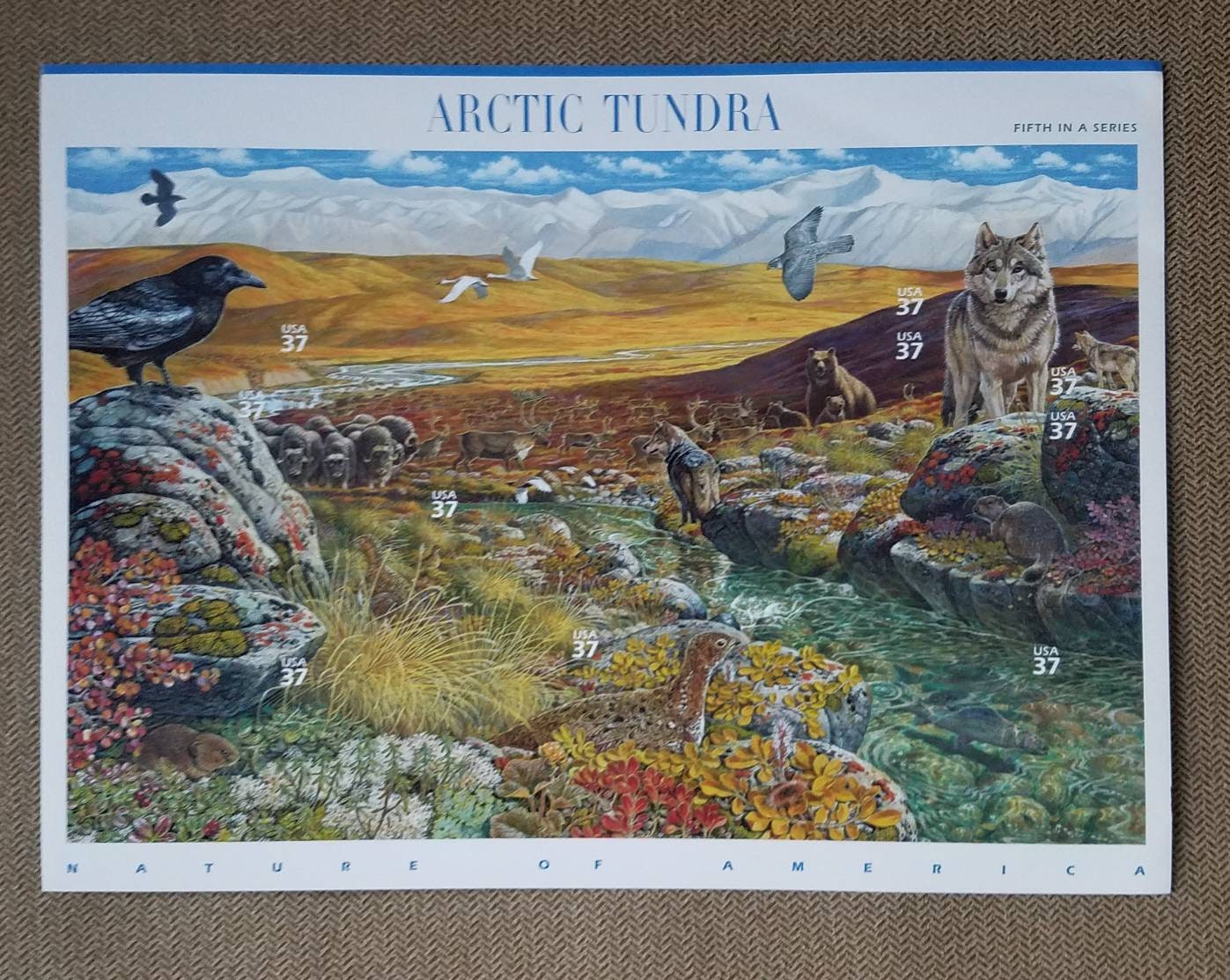 Ten (10) postage stamps - Arctic Tundra (5th Nature of America sheet) // 37 cent stamps // Face value 3.70 dollars