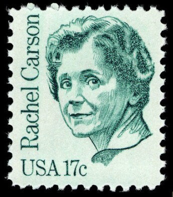 Five (5) vintage unused postage stamps - Rachel Carson // 17 cent stamps // Face value 0.85