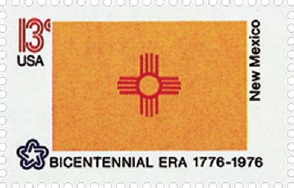 One (1) vintage unused postage stamps - New Mexico state flag // 13 cent stamp