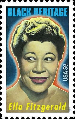 Five (5) vintage unused postage stamps - Ella Fitzgerald // 39 cent stamp // face value 1.95