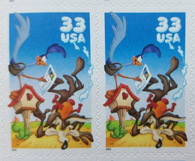 Ten (10) vintage unused postage stamps - Wile E Coyote // 33 cent stamps // Face value 3.30