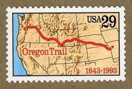 Five (5) vintage unused postage stamps - Oregon train // 29 cents stamps // Face value 1.45