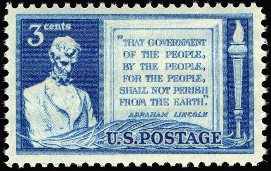Five (5) vintage unused postage stamps - Abraham Lincoln // 3 cent stamps // face value 0.15