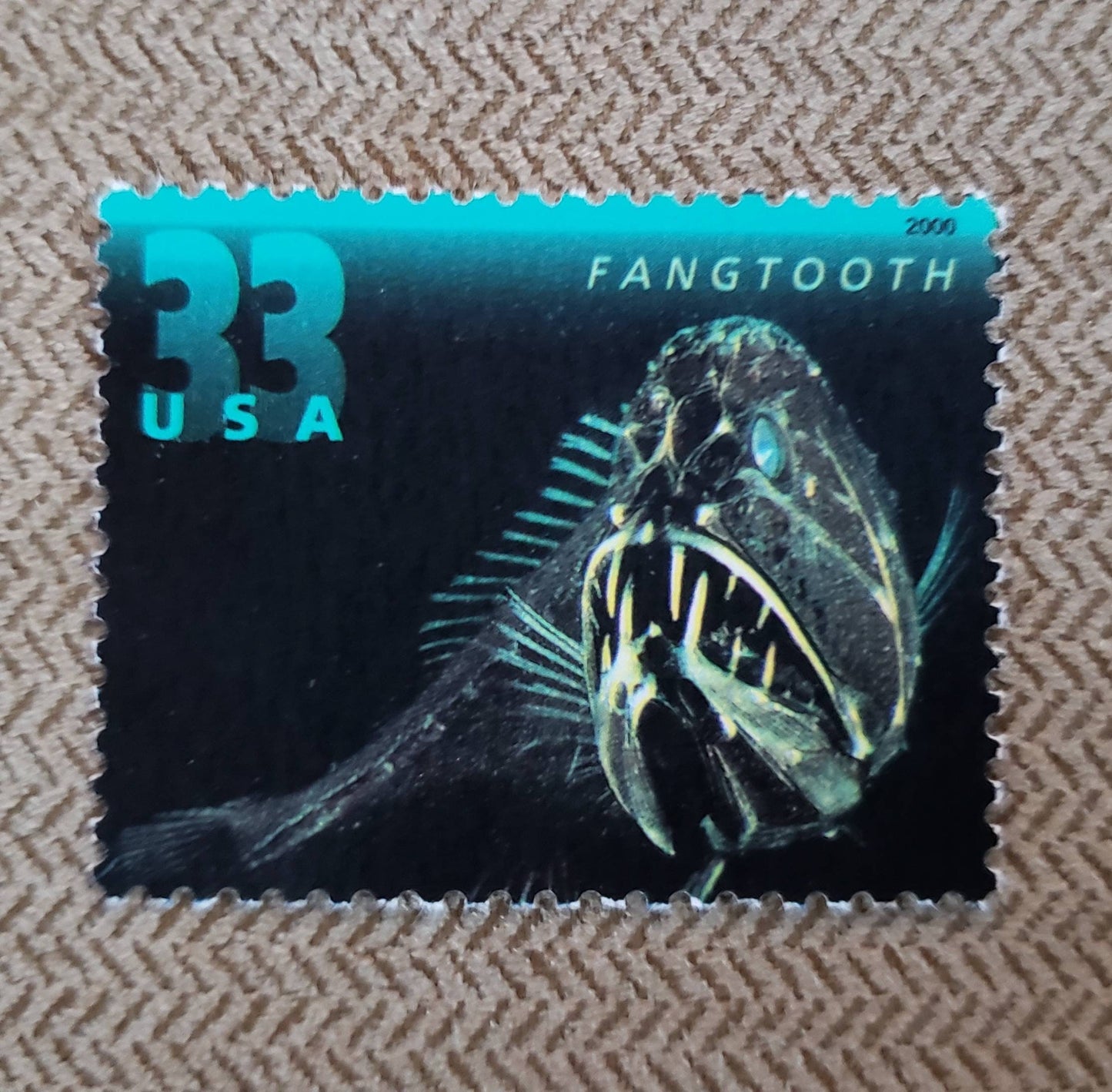 Five (5) vintage unused postage stamps - Fangtooth // 33 cent stamps // Face value 1.65