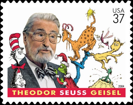 Five (5) unused postage stamps - Theodor Seuss Geisel // 37 cent stamps // Face value 1.85