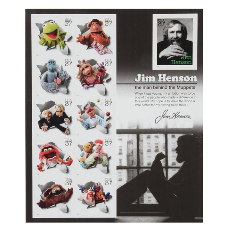 Jim Henson stamp sheet - Muppets (11 stamps) // 37 cent stamps // Face value 4.07