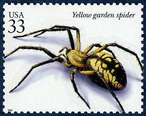 Five (5) unused postage stamps - Yellow garden spider // 33 cent stamps // Face value 1.65