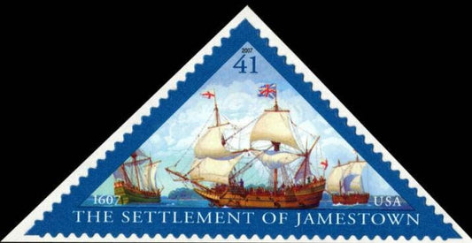 Five (5) unused postage stamps - Jamestown (triangular stamps) // 41 cent stamps // Face value 2.05