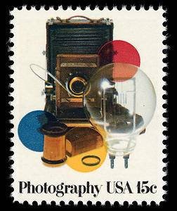 Five (5) vintage unused postage stamps - Photography // 15 cent stamps // face value 0.75