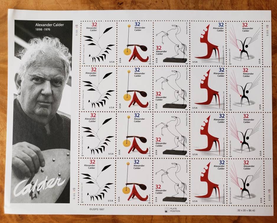 Alexander Calder stamp sheet // 32 cent stamps // Face value 6.40