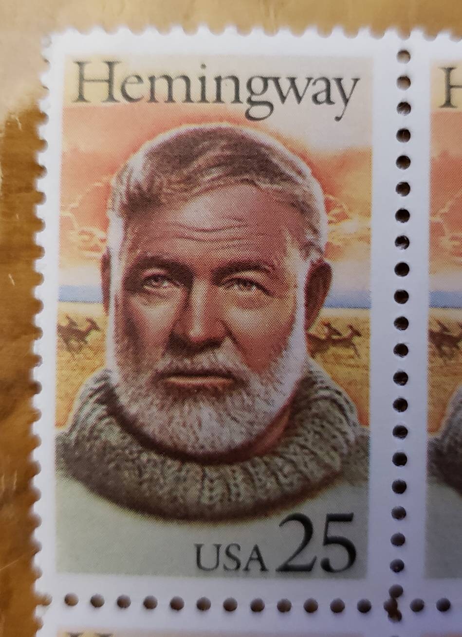 Five (5) vintage unused postage stamps - Ernest Hemingway // 25 cent stamps // Face value 1.25