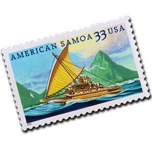 Five (5) vintage unused postage stamps - American Samoa // 33 cent stamps // face value 1.65