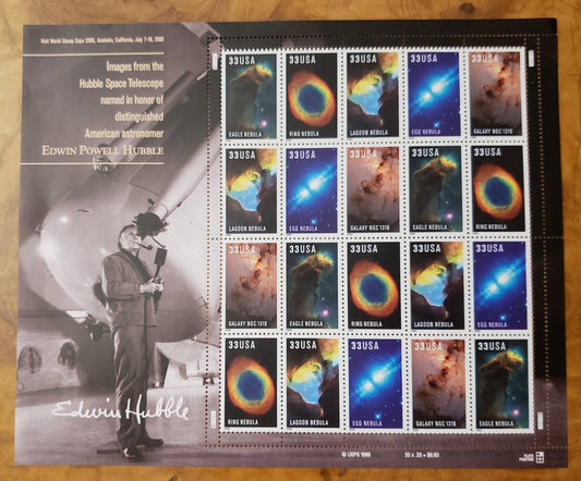 Twenty (20) vintage unused postage stamps // Images from the Hubble Space Telescope (sheet) // 33 cent stamps // Face value 6.60