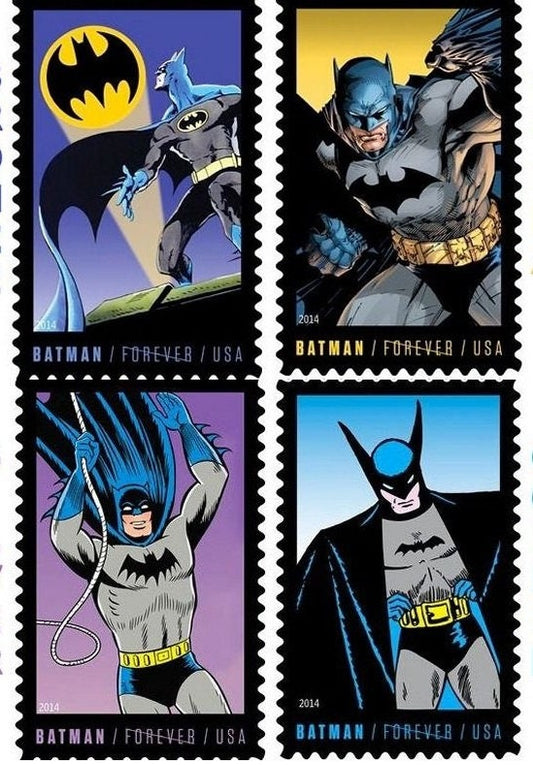Four (4) unused postage stamps - Batman forever // forever stamps
