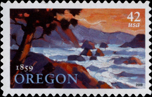 Five (5) unused postage stamps - Oregon, 150 years // 42 cent stamps // Face value 2.10