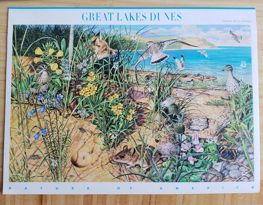 Ten (10) postage stamps - Great Lakes Dunes (10th Nature of America sheet) // 42 cent stamps // Face value 4.20 dollars