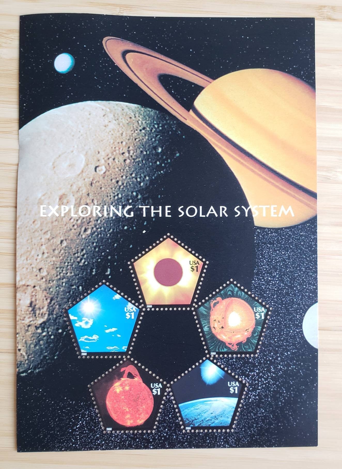 Five (5) unused postage stamps - Exploring the Solar System (stamp sheet) // 1 dollar stamps // Face value 5.00