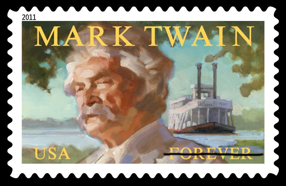 One (1) vintage unused postage stamps - Mark Twain // forever