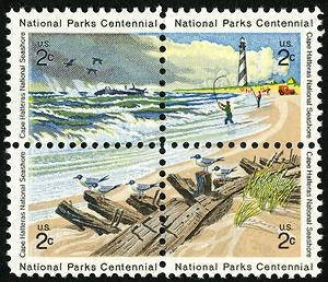 Four (4) vintage unused postage stamps - Cape Hatteras // 2 cent stamps // Face value 0.08