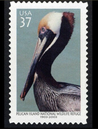 Five (5) unused postage stamps - Pelican // 37 cent stamps // Face value 1.85