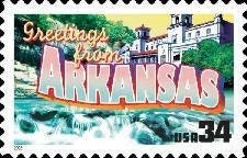 Five (5) unused postage stamps - Greetings from Arkansas // 34 cent stamps // face value 1.70