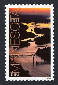 Five (5) unused postage stamps - Minnesota // 42 cent stamps // Face value 2.10