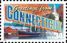 Five (5) unused postage stamps - Greetings from Connecticut // 34 cent stamps // face value 1.70