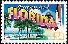 Five (5) unused postage stamps - Greetings from Florida // 34 cent stamps // face value 1.70