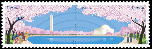 Two (2) unused postage stamps - Cherry blossoms, Washington DC // forever stamps